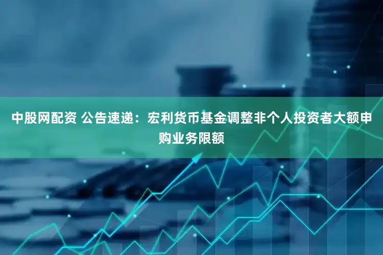 中股网配资 公告速递：宏利货币基金调整非个人投资者大额申购业务限额